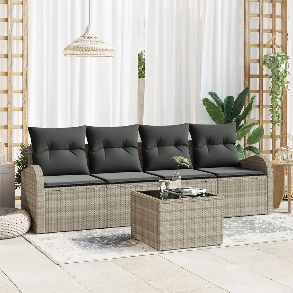 Sodo Sofų Rinkinys Šviesiai pilka 55 x 55 x 37 cm poliratanas