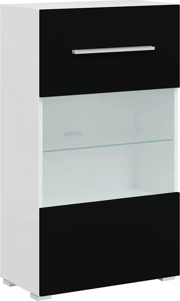 TV staliukas 5 dalių televizoriaus spintelės su LED apšvietimu, matinės juodos spalvos, inžinerinė mediena