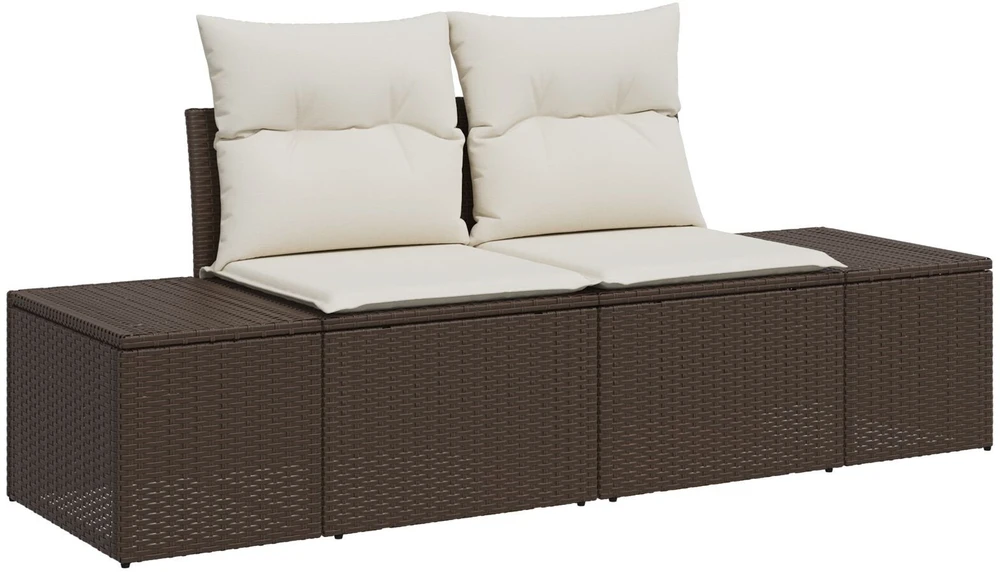 Sodo Sofų Rinkinys su saugykla Ruda ir grietinėlė poliratanas