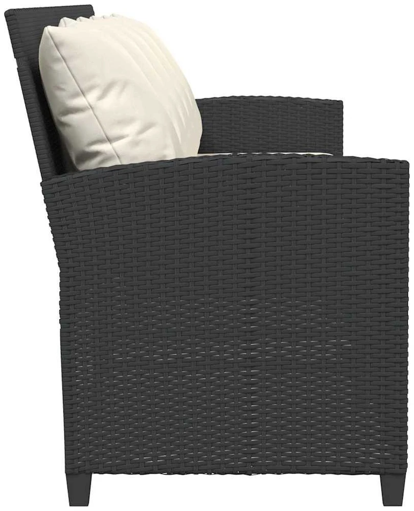 Lauko baldų komplektas Sodo sofa, 5 vietų, su pagalvėlėmis, juoda, poliratanas