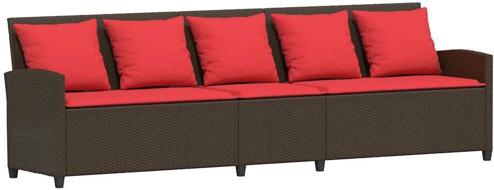 Lauko baldų komplektas Sodo sofa, 5 vietų, su pagalvėlėmis, ruda, poliratanas