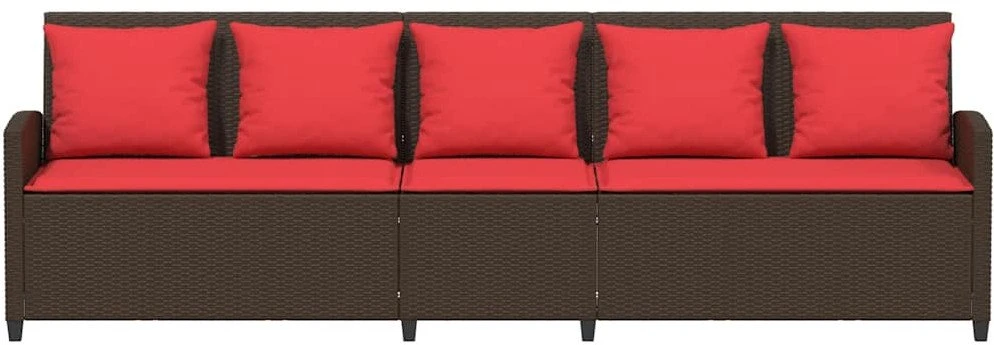 Lauko baldų komplektas Sodo sofa, 5 vietų, su pagalvėlėmis, ruda, poliratanas