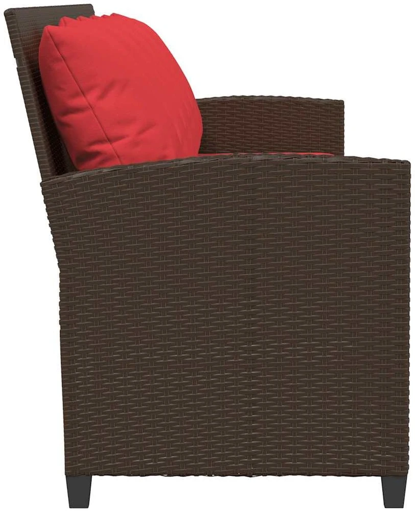 Lauko baldų komplektas Sodo sofa, 5 vietų, su pagalvėlėmis, ruda, poliratanas