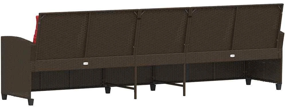 Lauko baldų komplektas Sodo sofa, 5 vietų, su pagalvėlėmis, ruda, poliratanas