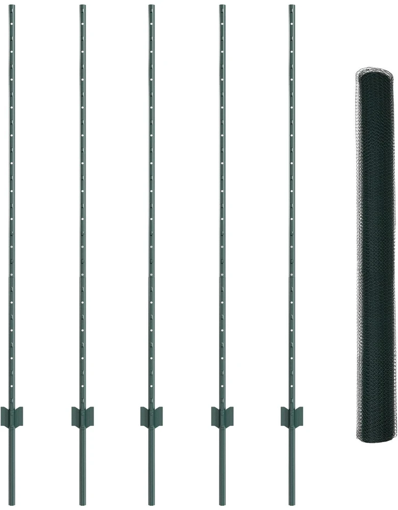Hexagonal Fence with Post 10 x 1,4 m PVC dengtas plienas Žalia