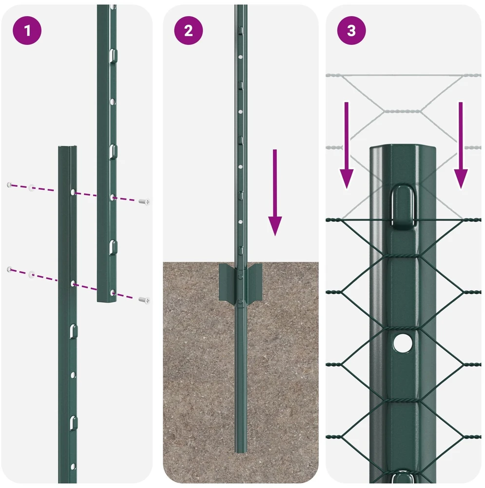 Hexagonal Fence with Post 10 x 1,4 m PVC dengtas plienas Žalia