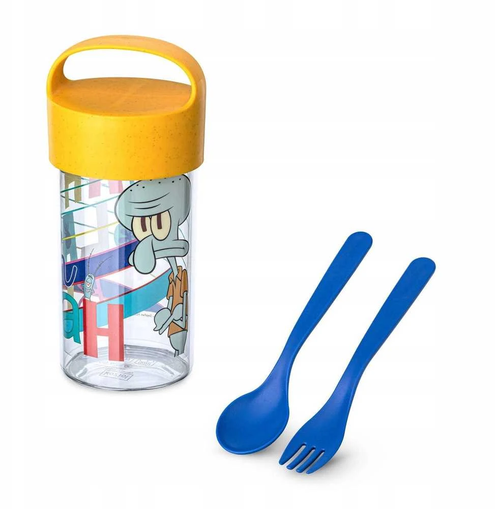 500 ml talpyklė/butelis su stalo įrankiais Buddy Snack SpongeBob, KOZIOL