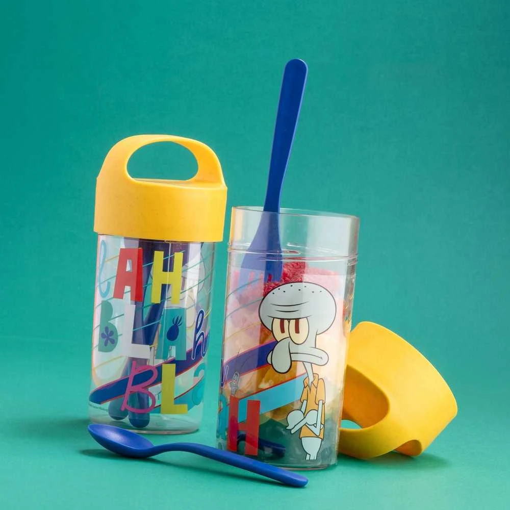 500 ml talpyklė/butelis su stalo įrankiais Buddy Snack SpongeBob, KOZIOL