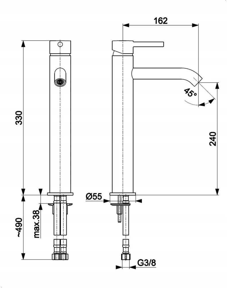 Maišytuvas praustuvui KFA 5032-612-61 / KFA / MOZA / Baterija UMYWALKOWA STOJĄCA NABLATOWA, GUN METAL Pilkas PVD + CLICK CLACK