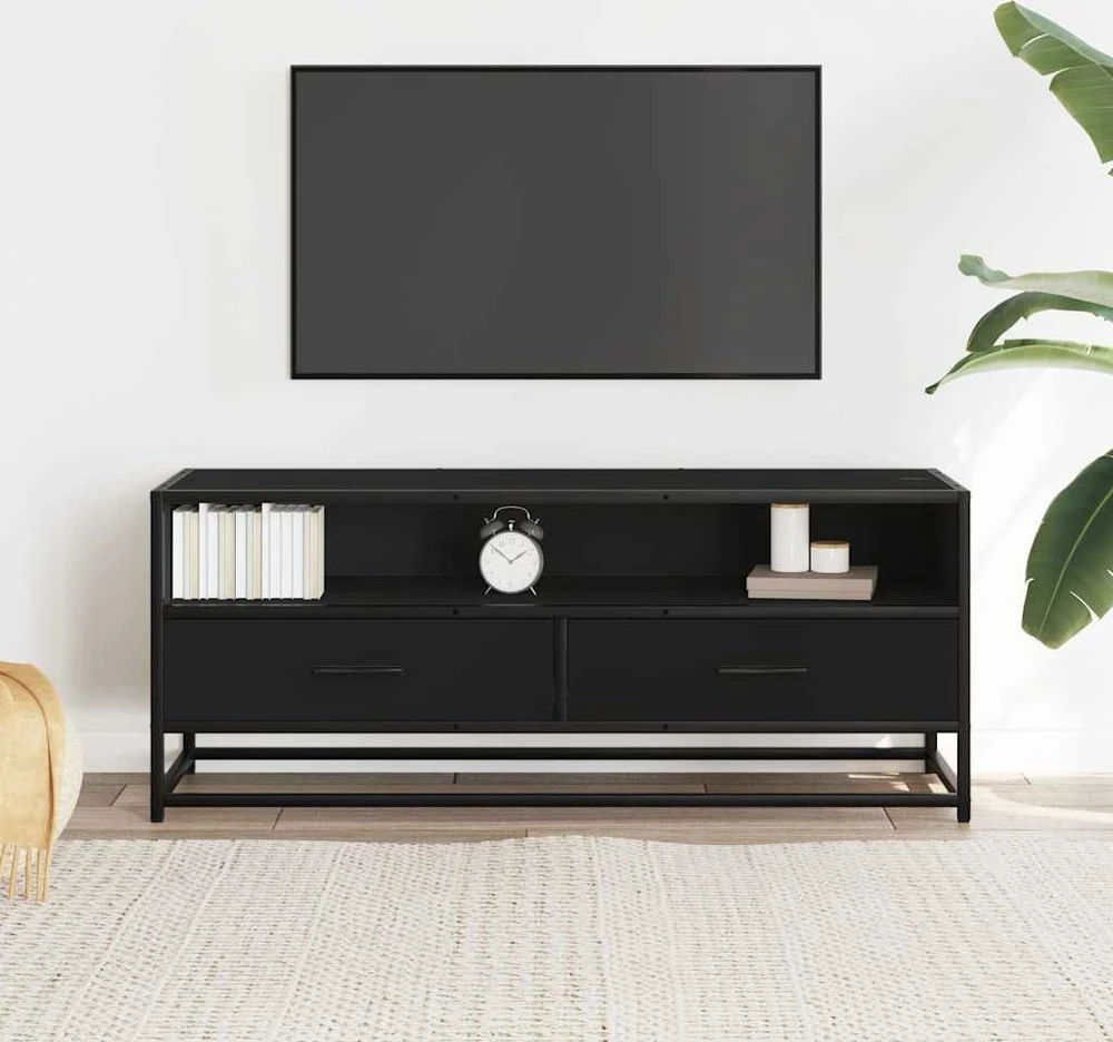 TV staliukas Televizoriaus spintelė, juoda, 100x34,5x40cm, mediena/metalas