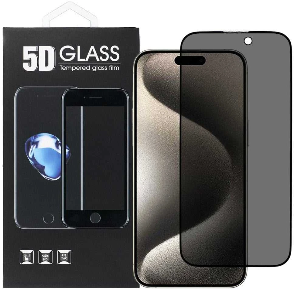 OEM 5D visiškai klijuojamas grūdintas stiklas – skirtas iPhone 17 (privatumo) juodas