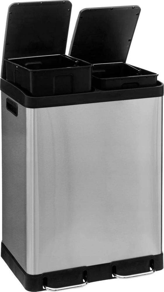 5five Simply Smart Steel Dviejų skyrių šiukšliadėžė Ariane, nerūdijančio plieno, su pedalu, 2 x 30 l