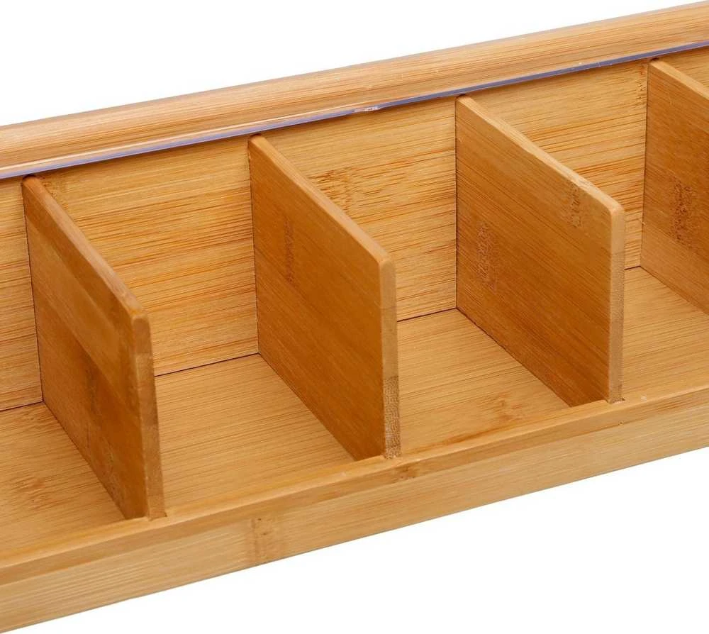 5five Simply Smart Bamboo Medinė arbatos dėžutė - 5 skyreliai, bambukinė
