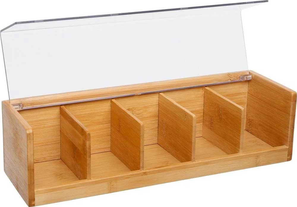 5five Simply Smart Bamboo Medinė arbatos dėžutė - 5 skyreliai, bambukinė