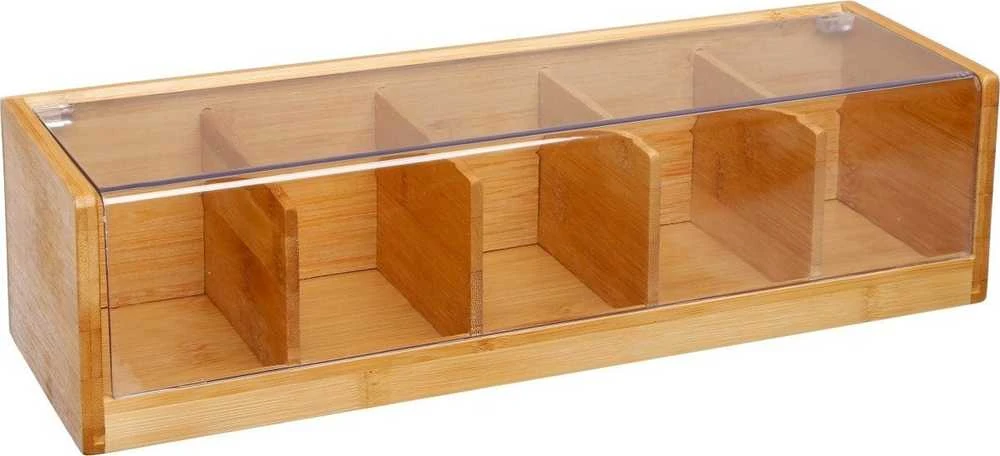 5five Simply Smart Bamboo Medinė arbatos dėžutė - 5 skyreliai, bambukinė