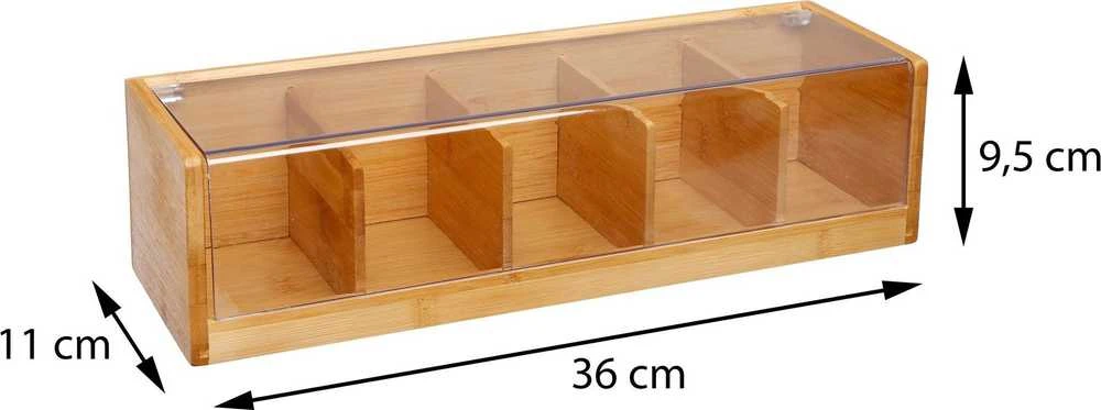 5five Simply Smart Bamboo Medinė arbatos dėžutė - 5 skyreliai, bambukinė