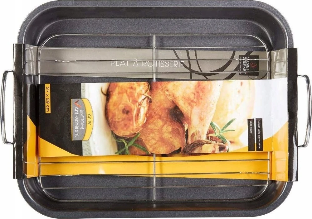 5five Simply Smart Steel Kepimo forma su grotelėmis ir rankenomis, 37 x 29 x 5,5 cm, nerūdijantis plienas