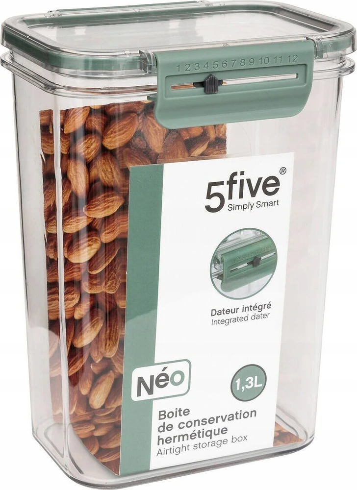 5five Simply Smart Hermetiškas PP NEO maisto indas su datos ekranu, 1300 ml