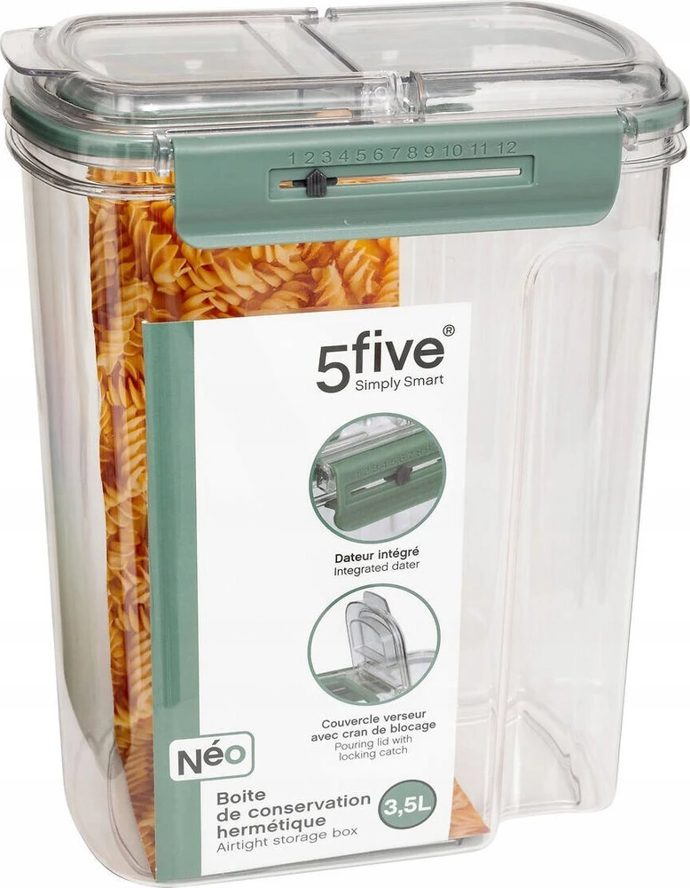 5five Simply Smart Hermetiškas PP NEO maisto indas su datos ekranu, 3500 ml