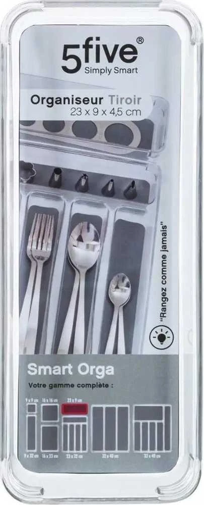 5five Simply Smart Organizatorius stalčiui 23x9 cm, universalus, pilka spalva