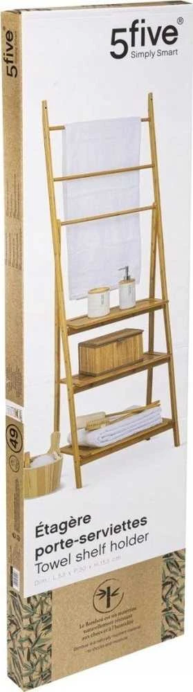5five Simply Smart Bamboo Vonios lentyna su 3 lentynomis ir rankšluosčių kabykla, 153 cm, bambukas