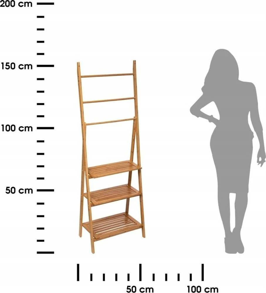 5five Simply Smart Bamboo Vonios lentyna su 3 lentynomis ir rankšluosčių kabykla, 153 cm, bambukas