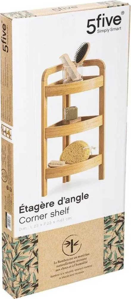 5five Simply Smart Bamboo Bambuko lentyna vonios kambariui, kampinė lentyna, skandinaviška lentyna, bambukinė lentyna, vonios baldai