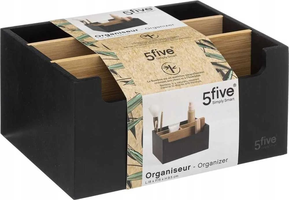 5five Simply Smart Bamboo Bambuko organizatorius kosmetikai, 5 skyreliai
