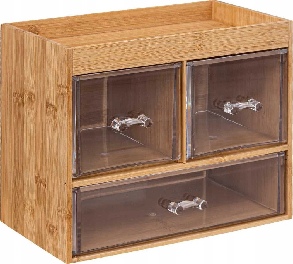 5five Simply Smart Kosmetikos organizatorius su trimis skaidriais stalčiais + lentynomis