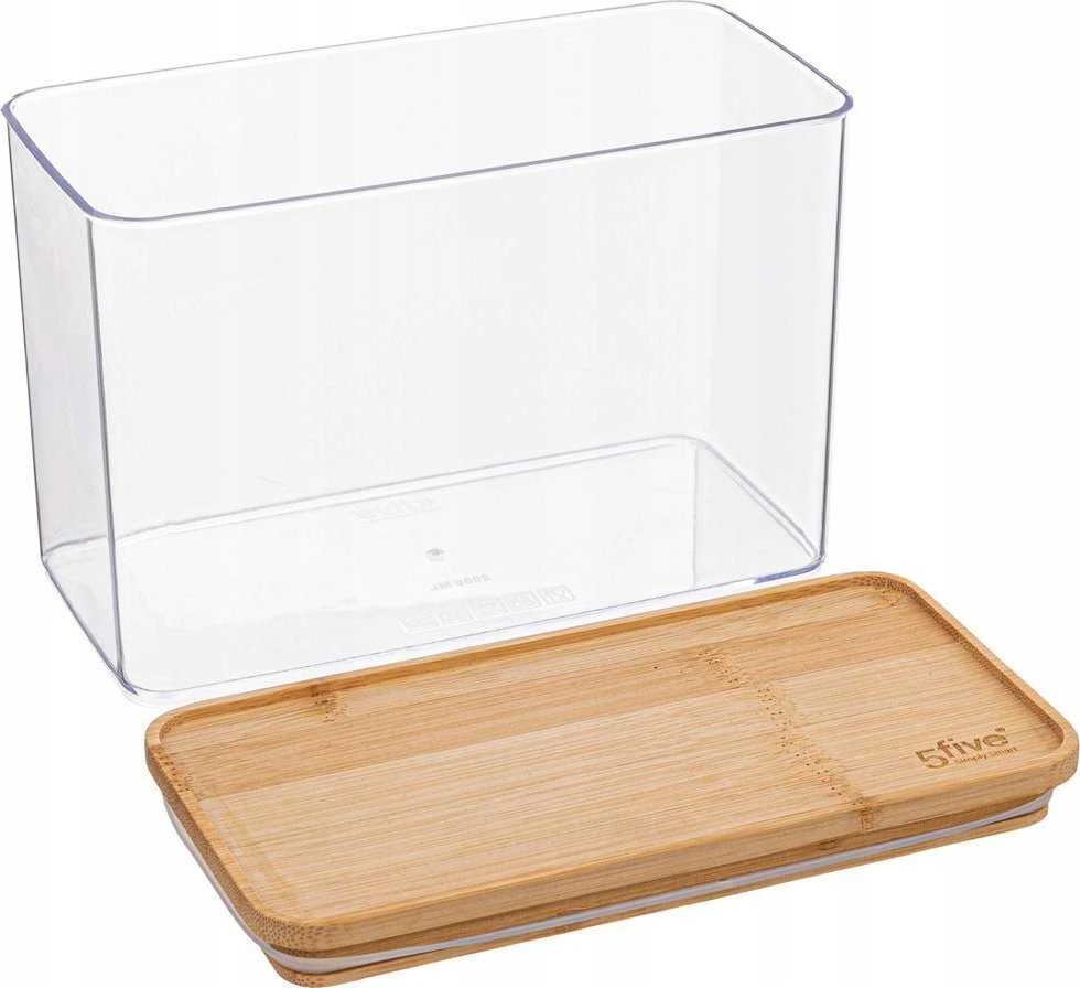 5five Simply Smart Bamboo ESKE birių produktų konteineris, pailgas su bambukiniu dangteliu, 2L
