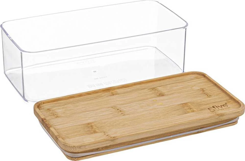 5five Simply Smart Bamboo ESKE birių produktų konteineris, išilginis su bambukiniu dangteliu, 1L