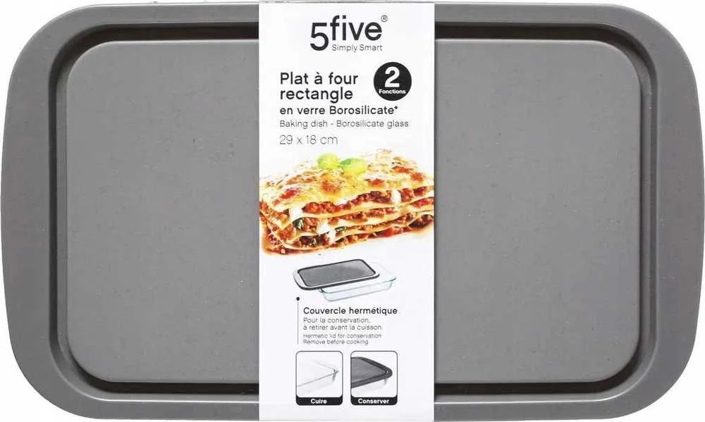 5five Simply Smart Higieninis stiklinis maisto laikymo konteineris 29 x 18 cm su sandariu dangteliu RECT GLASS MOLD