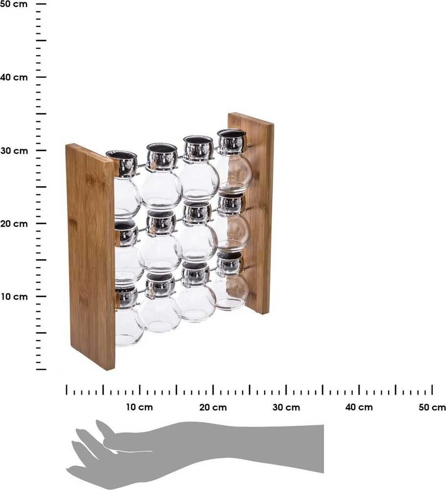 5five Simply Smart Bamboo Bambuko prieskoniai, prieskonių tvarkyklė, sieninė lentyna, prieskonių dėžutė, laikymo dėžutė, lentyna
