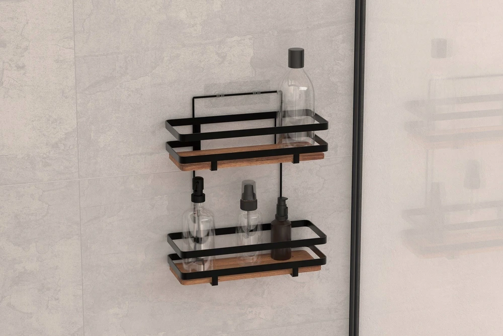 5five Simply Smart BLACKACIA dušo lentyna, be gręžimo, 25,5 x 15,5 x 30 cm