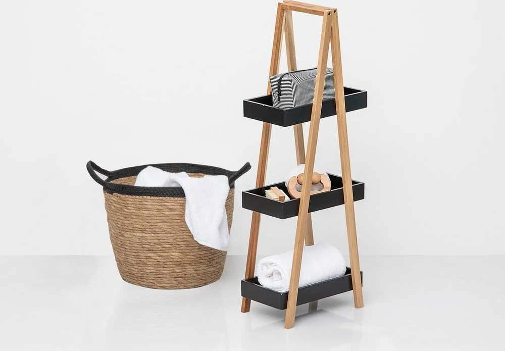 5five Simply Smart Bamboo Vonios lentyna 3 lygių bambukinė, vonios kabykla, juoda spalva