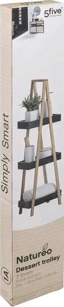 5five Simply Smart Bamboo Vonios lentyna 3 lygių bambukinė, vonios kabykla, juoda spalva