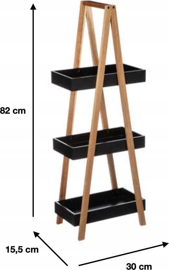 5five Simply Smart Bamboo Vonios lentyna 3 lygių bambukinė, vonios kabykla, juoda spalva