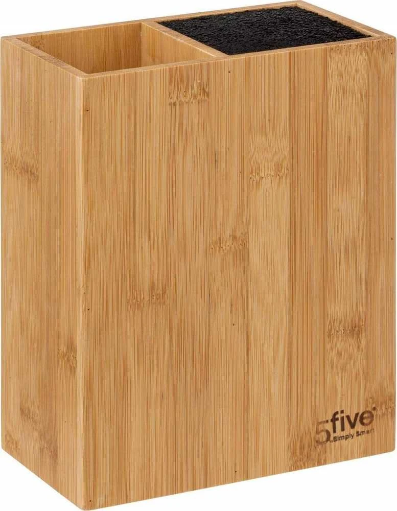 5five Simply Smart Bamboo Virtuvės aksesuarų rinkinys bambukiniame bloke: 6 peiliai ir 5 indai