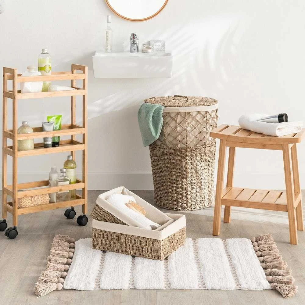 5five Simply Smart BAMBOO vonios taburetė su lentyna priedams