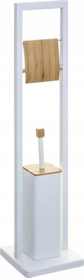 5five Simply Smart Pastatomas baltas metalinis WC šepečio stovas su tualetinio popieriaus laikikliu