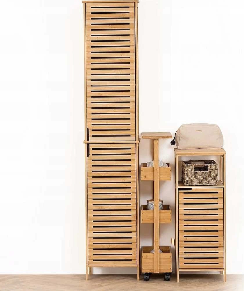5five Simply Smart Bamboo Siauras vonios stovas ant ratukų, bambukas, 4 lygiai