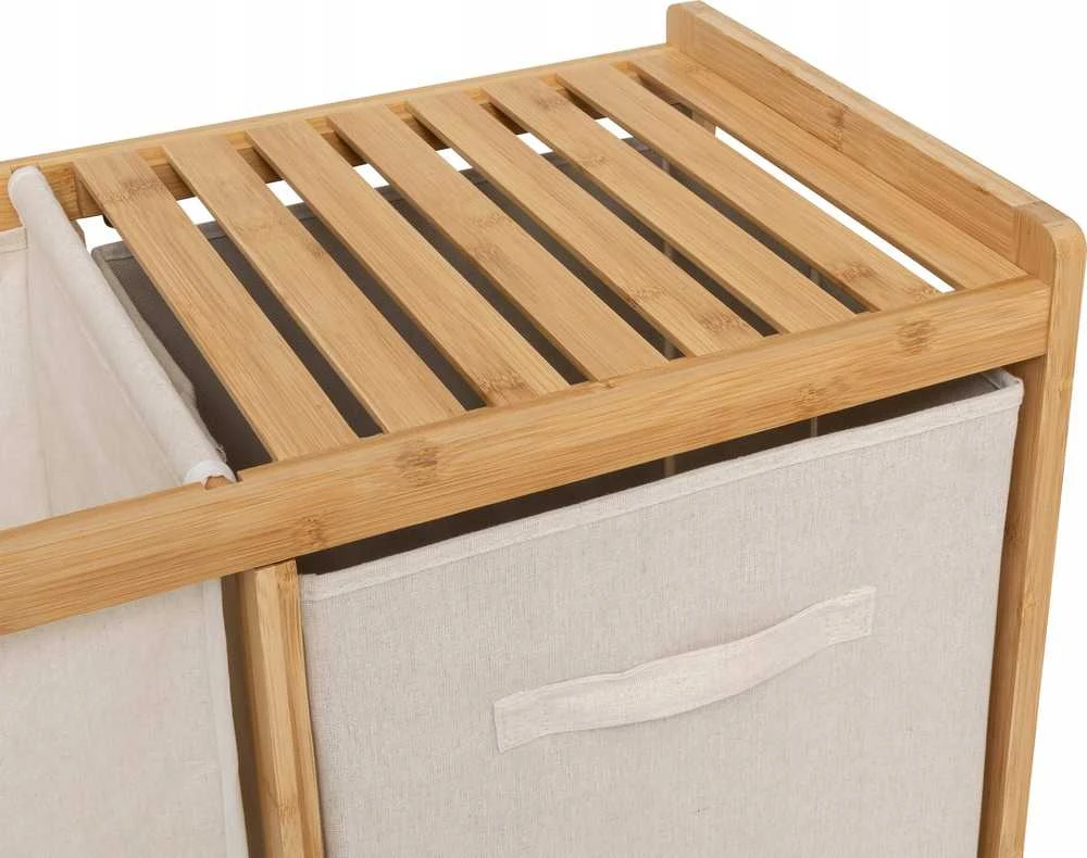 5five Simply Smart Bamboo Bambukinė lentyna su skalbinių krepšeliu TIDY BOX ir konteineriais, 66 x 33,3 x 78,5 cm