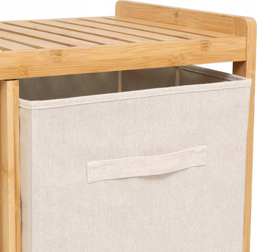 5five Simply Smart Bamboo Bambukinė lentyna su skalbinių krepšeliu TIDY BOX ir konteineriais, 66 x 33,3 x 78,5 cm