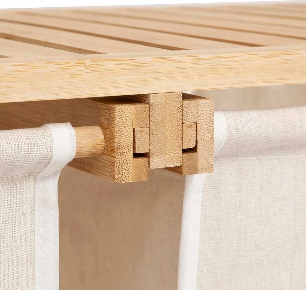 5five Simply Smart Bamboo Bambukinė lentyna su skalbinių krepšeliu TIDY BOX, 72 x 33 x 109 cm