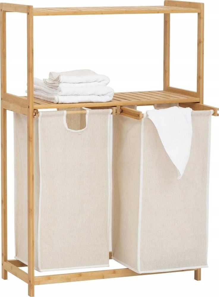 5five Simply Smart Bamboo Bambukinė lentyna su skalbinių krepšeliu TIDY BOX, 72 x 33 x 109 cm