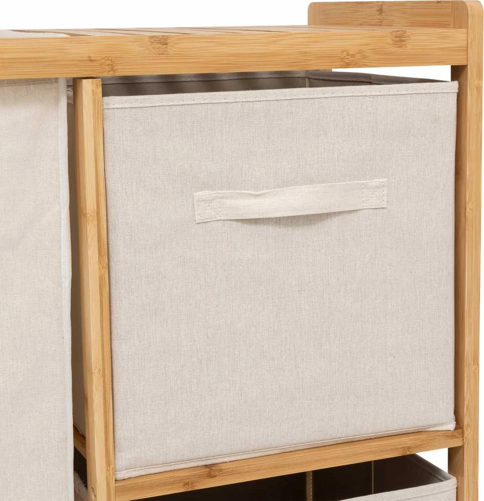 5five Simply Smart Bamboo Bambukinė lentyna su skalbinių krepšeliu TIDY BOX ir konteineriais, 66 x 33,3 x 78,5 cm