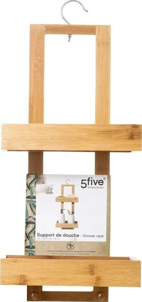 5five Simply Smart Bamboo Vonios lentyna vonios reikmenims, pakabinama, bambukinė dušo lentyna, 2 lygiai