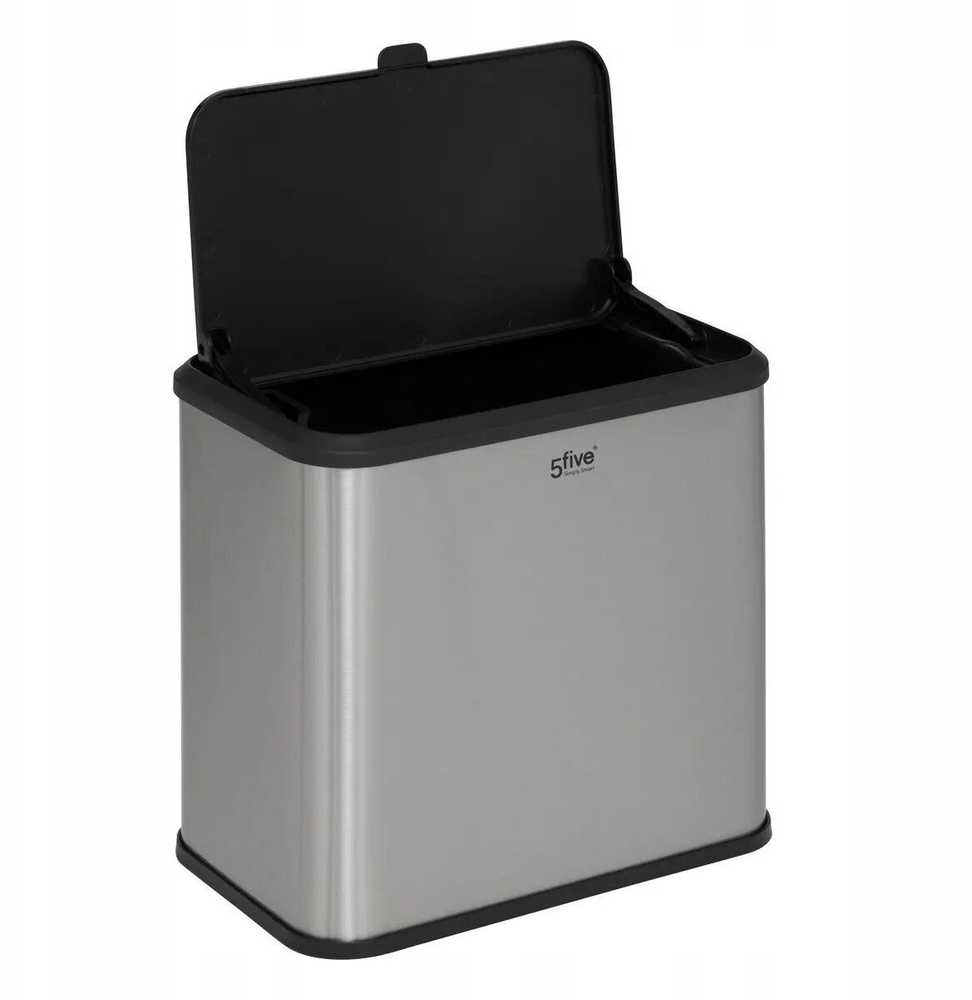 5five Simply Smart Steel ECO bio šiukšliadėžė su nerūdijančio plieno korpusu, 5 l