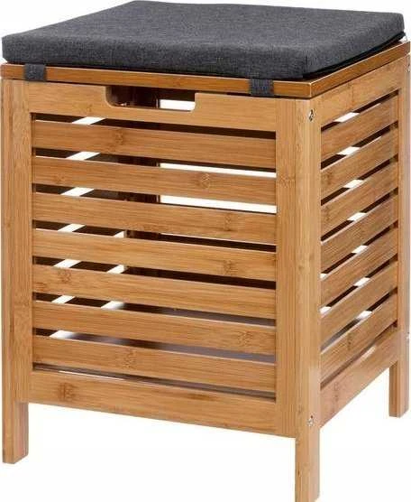 5five Simply Smart BAMBOO vonios taburetė su skalbinių krepšeliu, 2in1