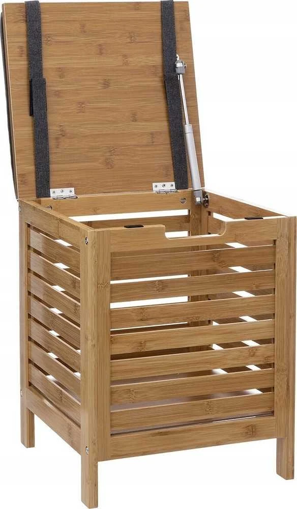 5five Simply Smart BAMBOO vonios taburetė su skalbinių krepšeliu, 2in1